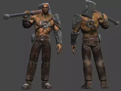 Hammer Warrior Low-poly 3D model