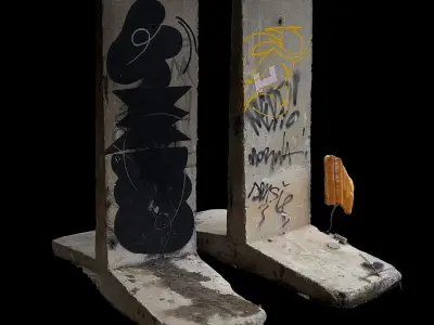 concrete barriers industrial fence blockades photogrammetry Low-poly 3D model