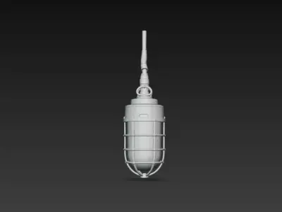 Industrial Hanging Cage Lamp - Sci-Fi Steampunk Light - PBR Low-poly 3D model