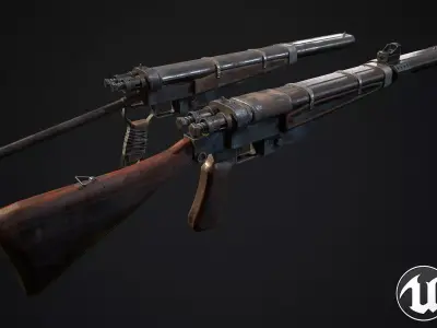 Hunter machine gun Low-poly 3D model