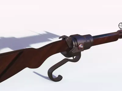Spingarda gun with wooden handle 3D model