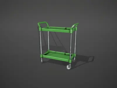 Green Service Cart Low-poly 3D model