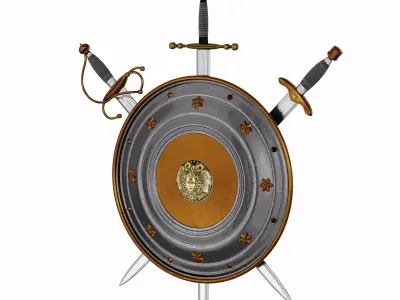 Weapon metal sword shield Low-poly 3D model