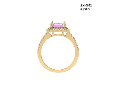 Emerald Art Deco Ring 3D print model 36