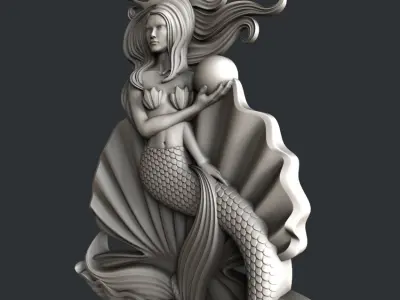 3d STL models for CNC router Mermaid 3D model