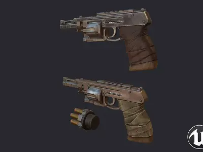 Argument gun and pistol Low-poly 3D model