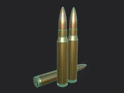 8 x 63mm Swedish Ammo Low-poly 3D model