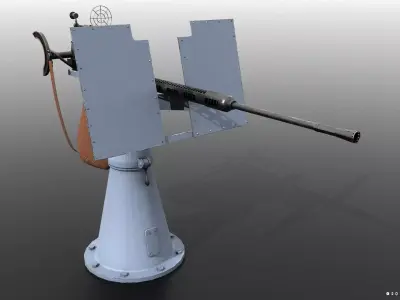 Oerlikon 20mm anti-aircraft gun - Commercial license Low-poly 3D model