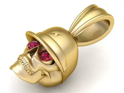 Military Skull Pendant 3D Printable Model 3D print model
