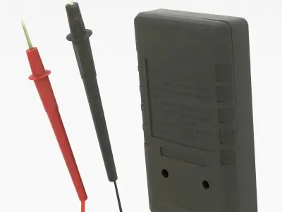 Tester Low Poly battery with wires Low-poly 3D model