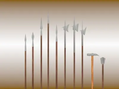 Medieval polearm set Low-poly 3D model