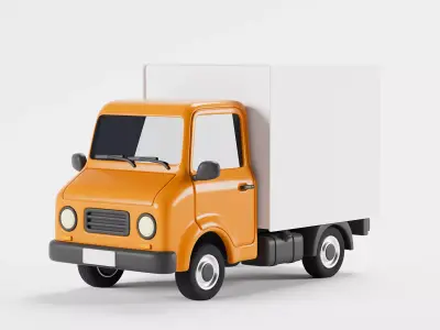 Stylized delivery truck Low-poly 3D model
