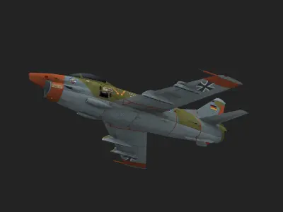 Italian aircraft  Fiat G-91 painted game model Low-poly 3D model Low-poly 3D model