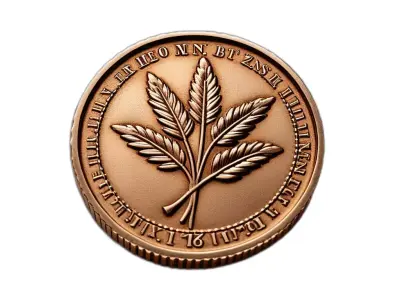 Detailed Bronze Leaf Emblem Coin Low-poly 3D model
