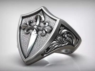 Santiago Cross Orden Signet Amulet Ring 3D print model