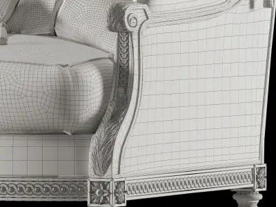 Louis sofa and armchair set 3D model