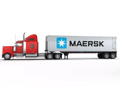 Kenworth W900 Container 3D model