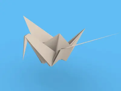 Origami Paper Crane Animated 3D model purchase