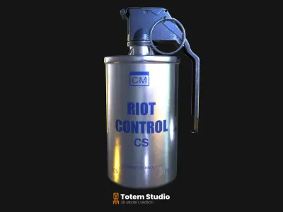 Tear Gas Grenade Riot Control Low-poly 3D model