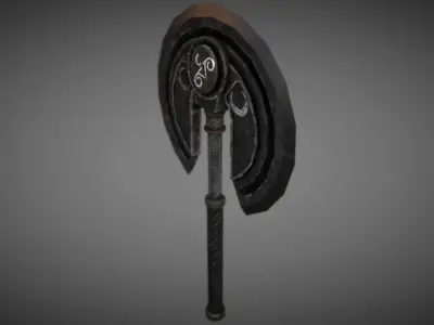 Metal Moon Axe 01 Low-poly 3D model