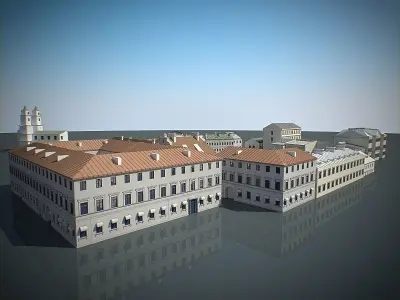 Old Town Buildings  Low-poly 3D model
