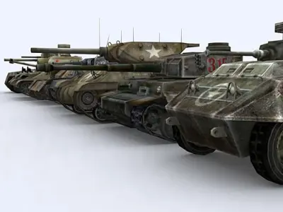 WW2 Tanks collection Low-poly 3D model