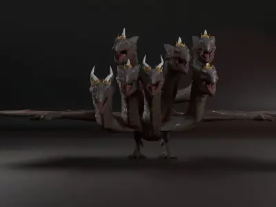 dragon king 7 heads Low-poly 3D model