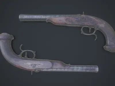 Old pistols Low-poly 3D model