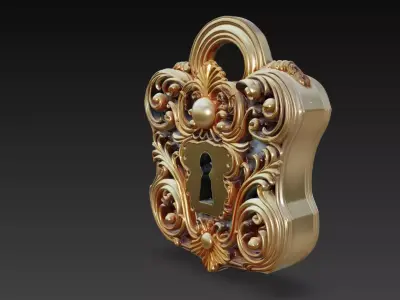 Baroque Decorative Keyhole Lock Ornament 3D Model 3D print model