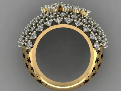 Daimond Pear Ring Band  With Jali  3D Print RIng Model 3D print model