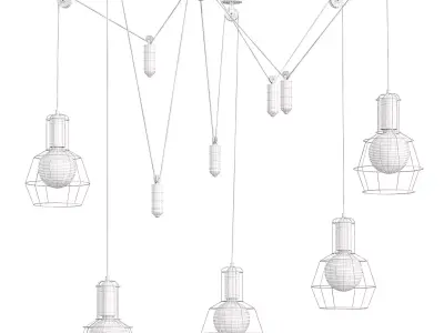 Bingham Caged Bulbs Industrial Pendant Light Low-poly 3D model