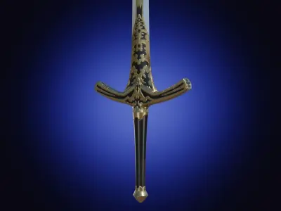 Weapon two handed fantasy longsword sword Low-poly 3D model