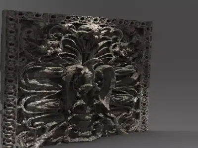 Phoenix Bird wall mural stone  3D model