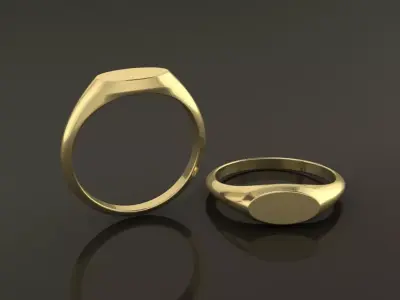 Dainty Thin Signet Ring Horizontal Oval Mix Size 3D print model