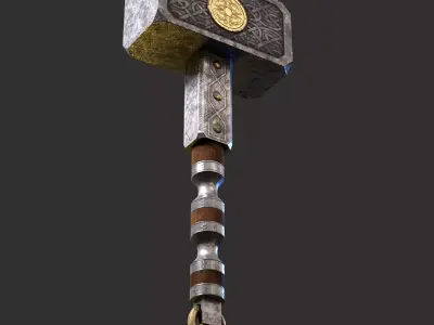 Hand Forged Viking Hammer Low-poly 3D model