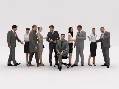 10x LOW POLY BUSINESS PEOPLE VOL01 CROWD 3D model