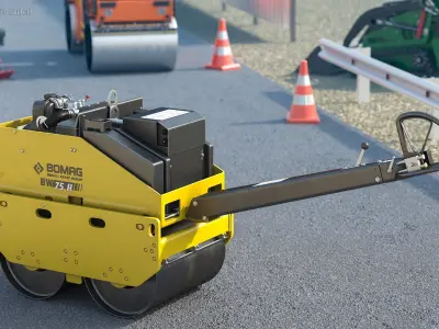 Bomag BW 75H Construction Machine Roller Rigged 3D model