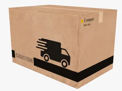 Cardboard Box Low-poly 3D model 6