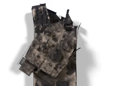 Tank Destroyed Low-poly 3D model