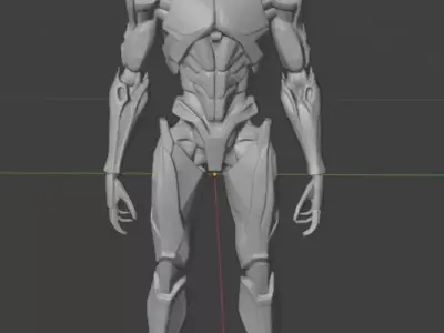 black hard metal body skeleton face red eye villain robot Low-poly 3D model