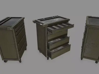 Cupboard metal cabinet with drawers Low-poly 3D model get