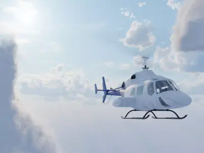 Helicopter Low Poly flying in sky Low-poly 3D model