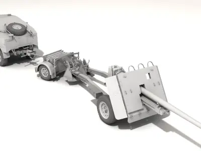 Morris QUAD with ordnance QF17 pounder gun 3D model