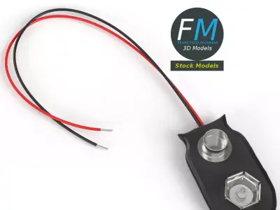 9v snap on battery clip connector 3D model
