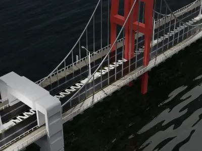 Realistic Bridge over body of water Free 3D model