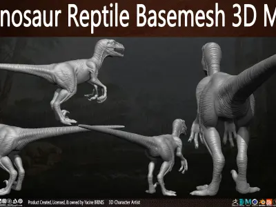 Dinosaur Reptile Basemesh 3D Model Vol 01 Low-poly 3D model