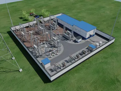 Electrical power substation-power station 3D model purchase