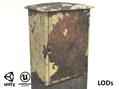 Game-ready Old and rusty electrical box  Unity UE4 Low-poly 3D model
