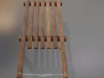 Wooden Sled Dark Brown Walnut Low Poly PBR Low-poly 3D model