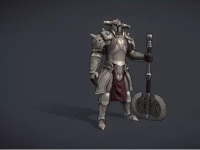 Bulky Knight Low-poly 3D model